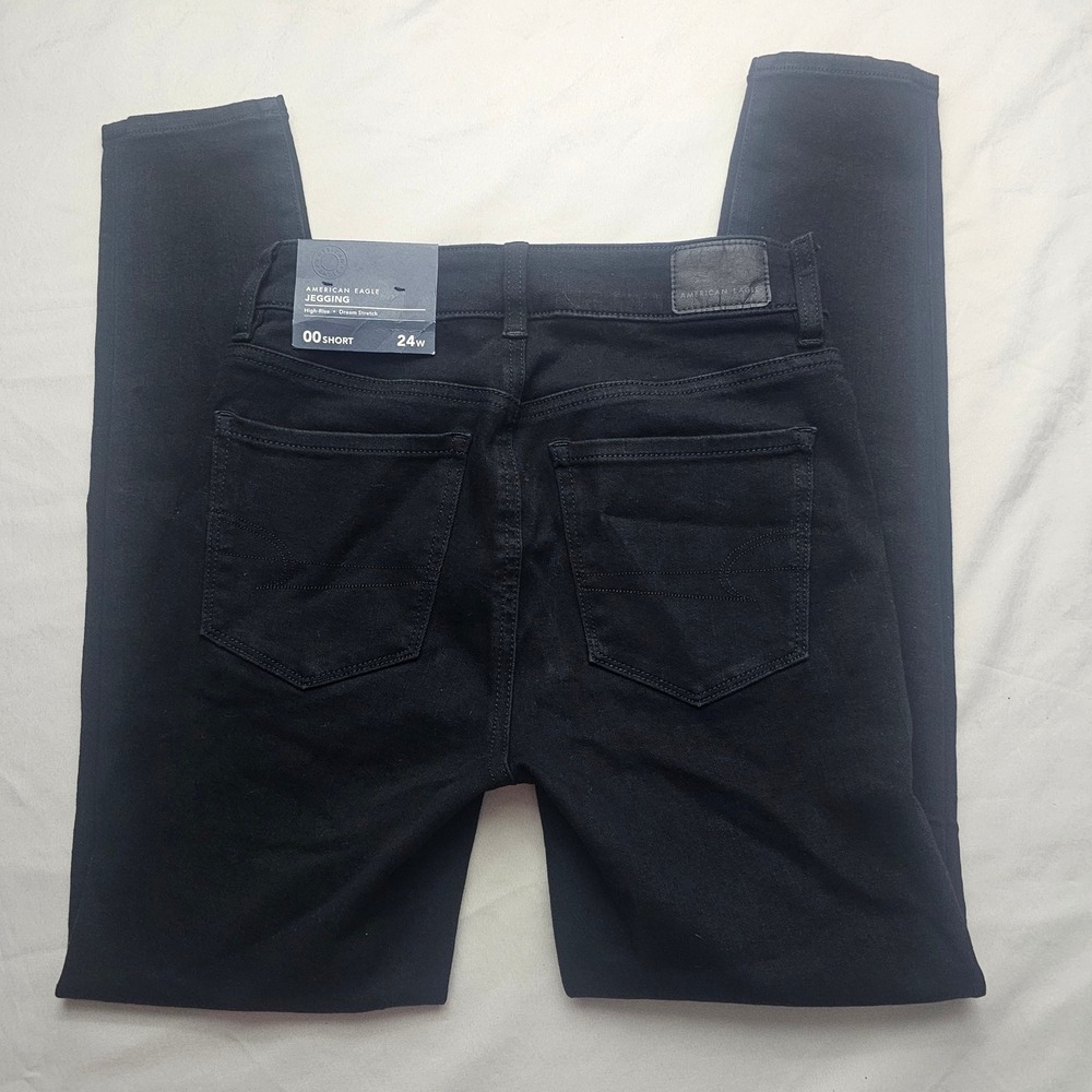 American Eagle 00 Short 24 waist High Rise Dream Stretch Black Jegging NWT 1440
